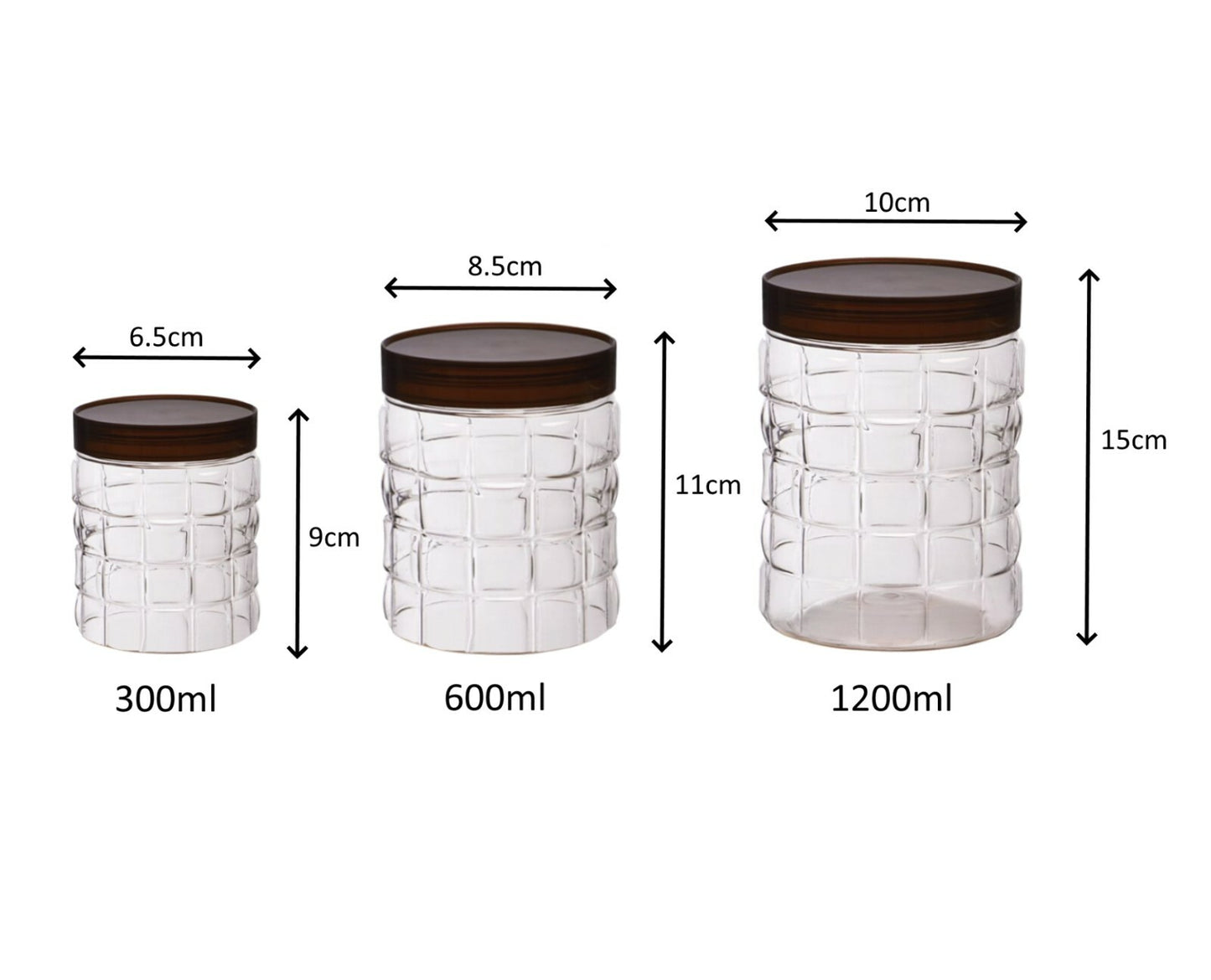 18 X Plastic Storage Containers Jars Clear Dry Food Canisters Set Screw Top PET