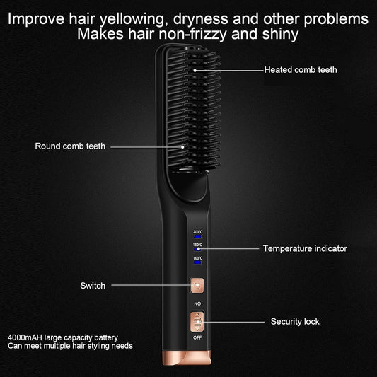 USB Hair Straightening Comb – 3 Temp Settings