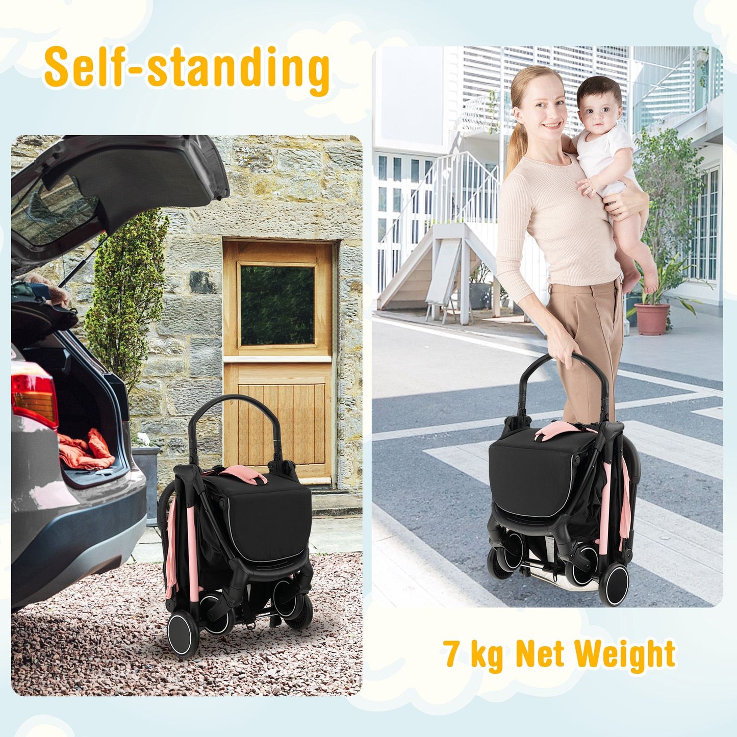 Lightweight Baby Stroller – Detachable Seat Cover