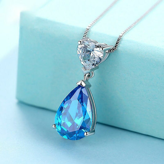 925 Silver Crystal Heart Pendant Necklace