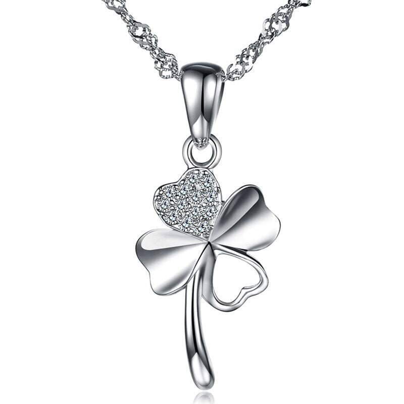 925 Silver Crystal Clover Necklace