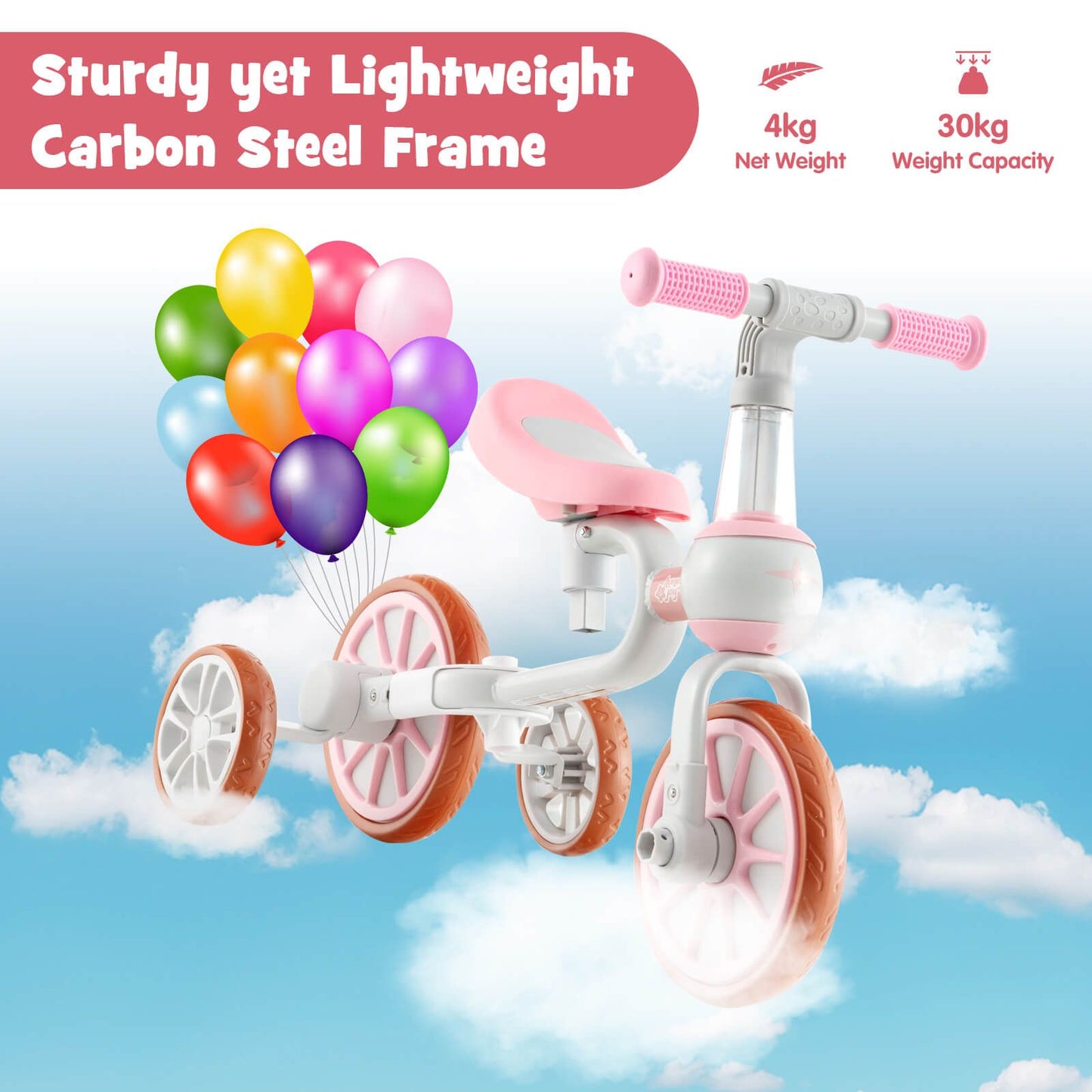 4-in-1 Kids Balance Trike – Adjustable Push Handle