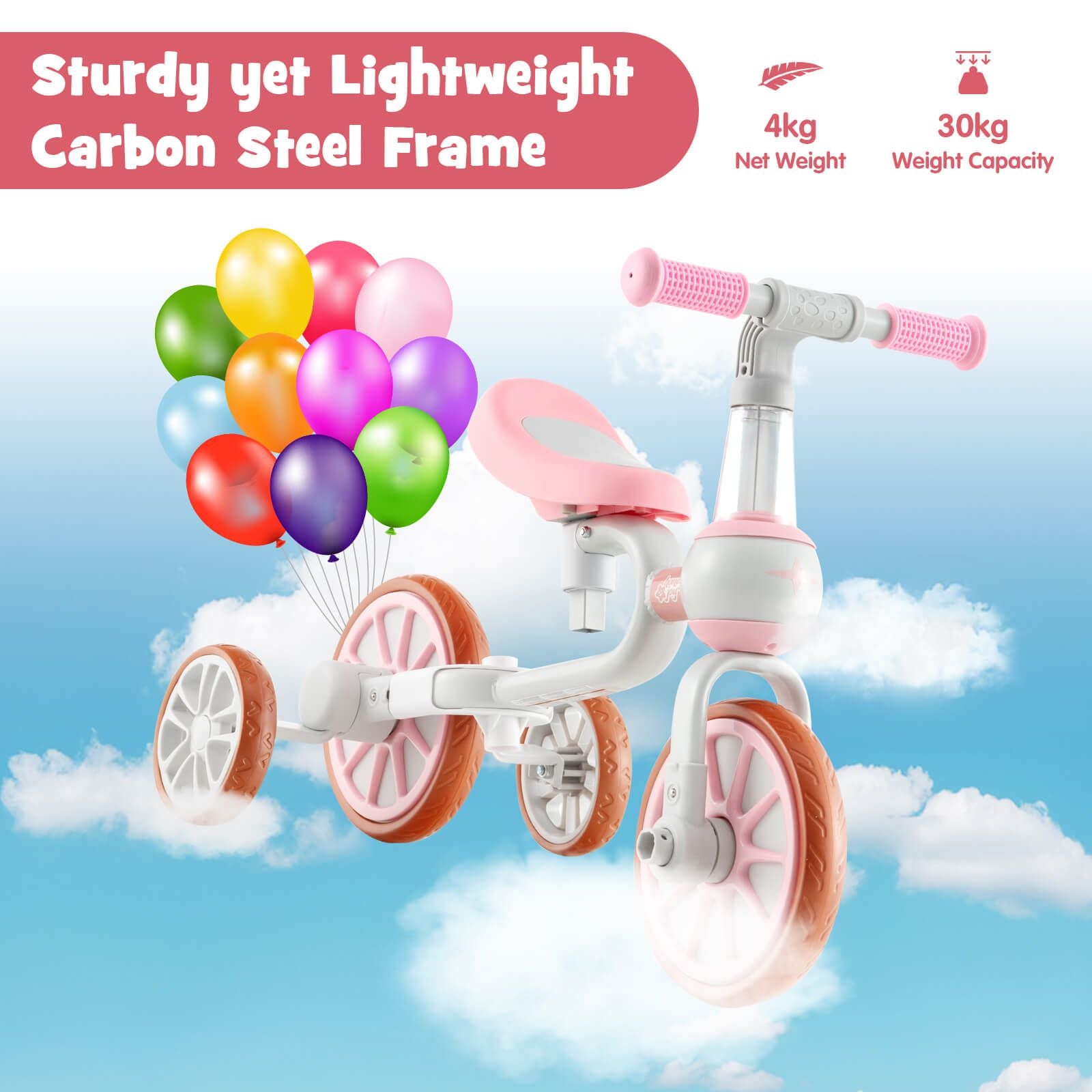 4-in-1 Kids Balance Trike – Adjustable Push Handle