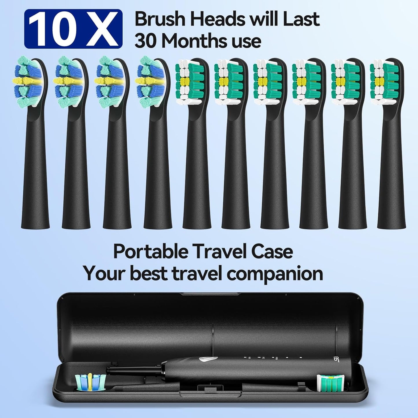 Electric Toothbrush with 10 Heads & Holder