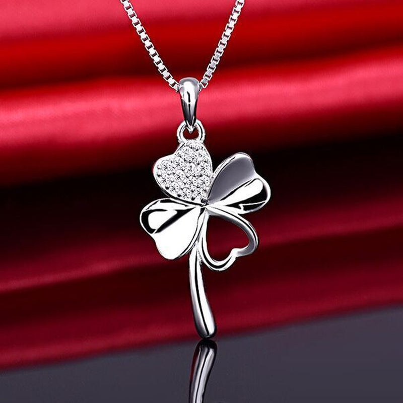 925 Silver Crystal Clover Necklace