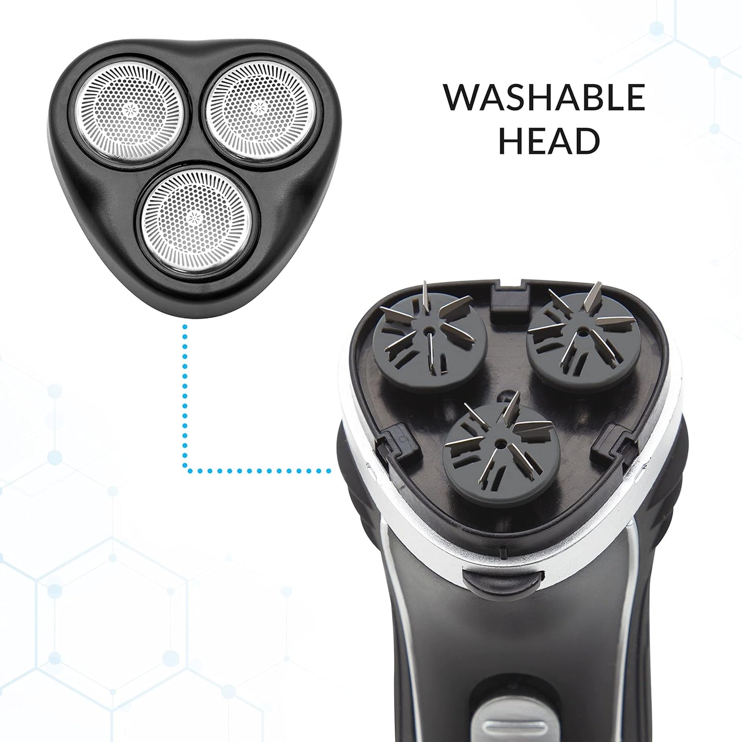 Men’s Electric Shaver – 3 Rotary Heads, Ergonomic, Cordless & Rechargeable