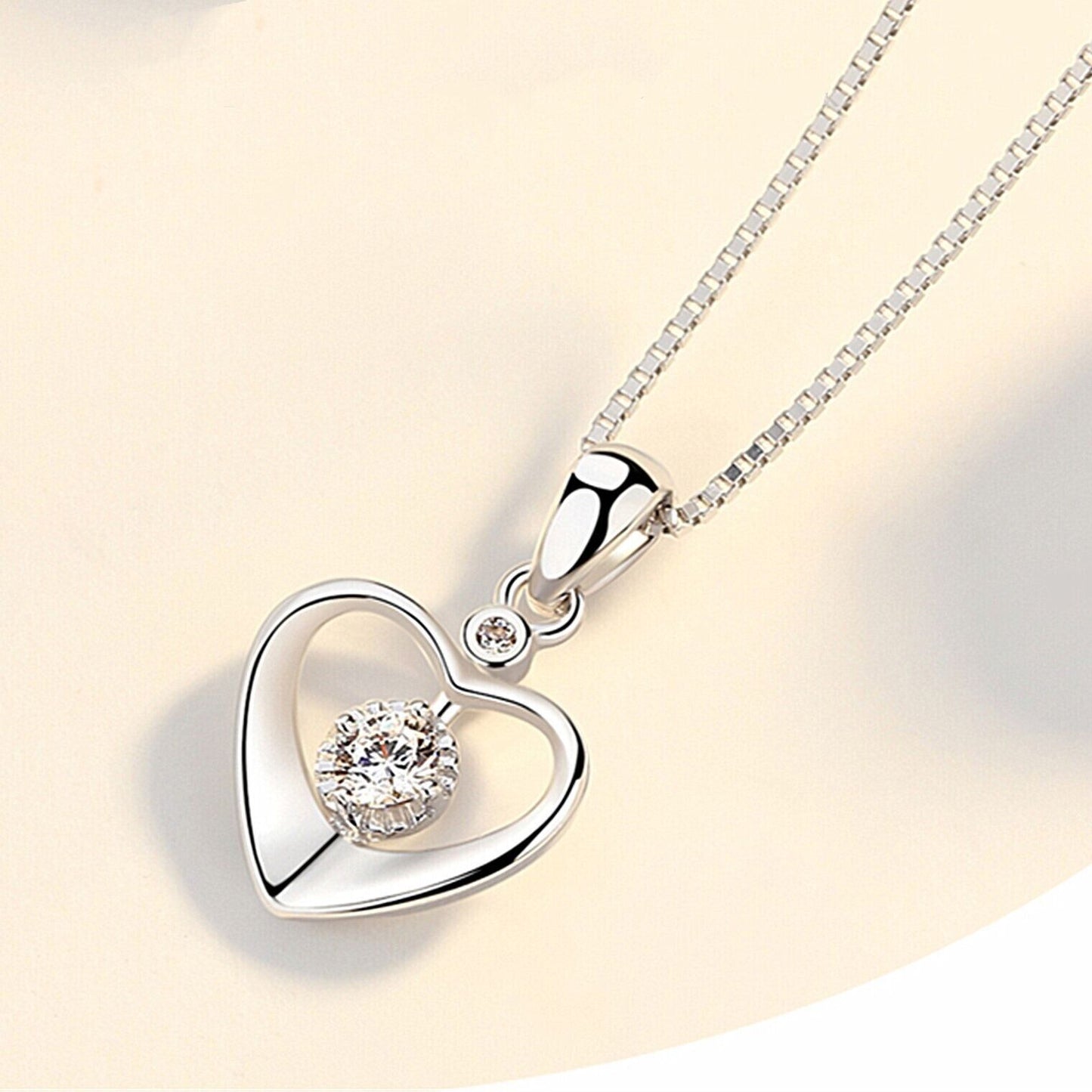 925 Silver Crystal Love Heart Necklace
