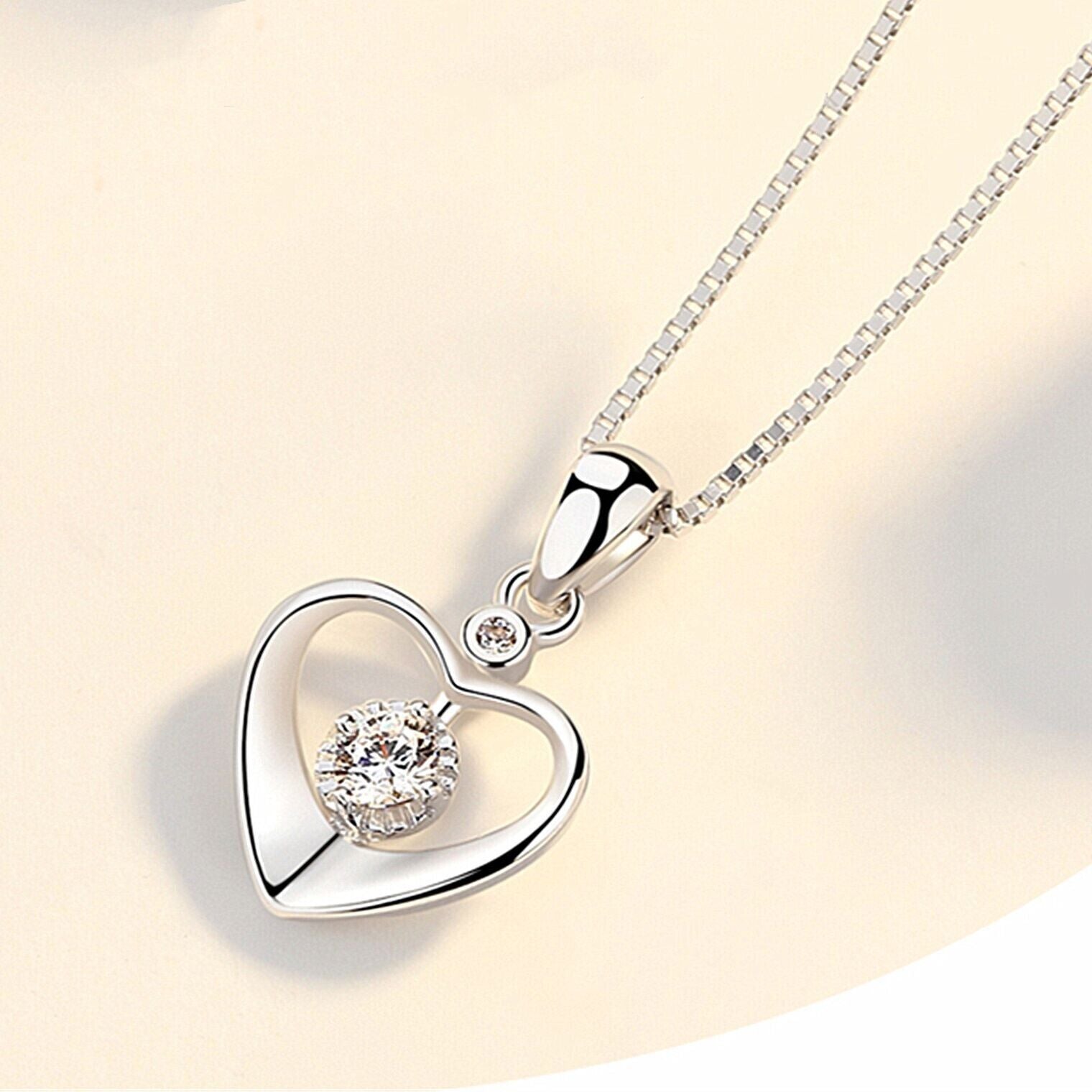 925 Silver Crystal Love Heart Necklace