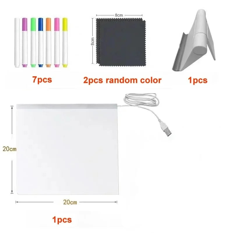Magic Glow Kids Drawing Board: Reusable LCD Tablet with Night Light LED Note Board Erasable Light-Up Doodle Pad