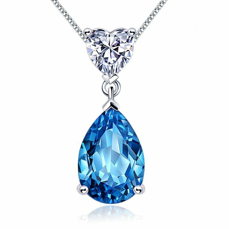 925 Silver Crystal Heart Pendant Necklace