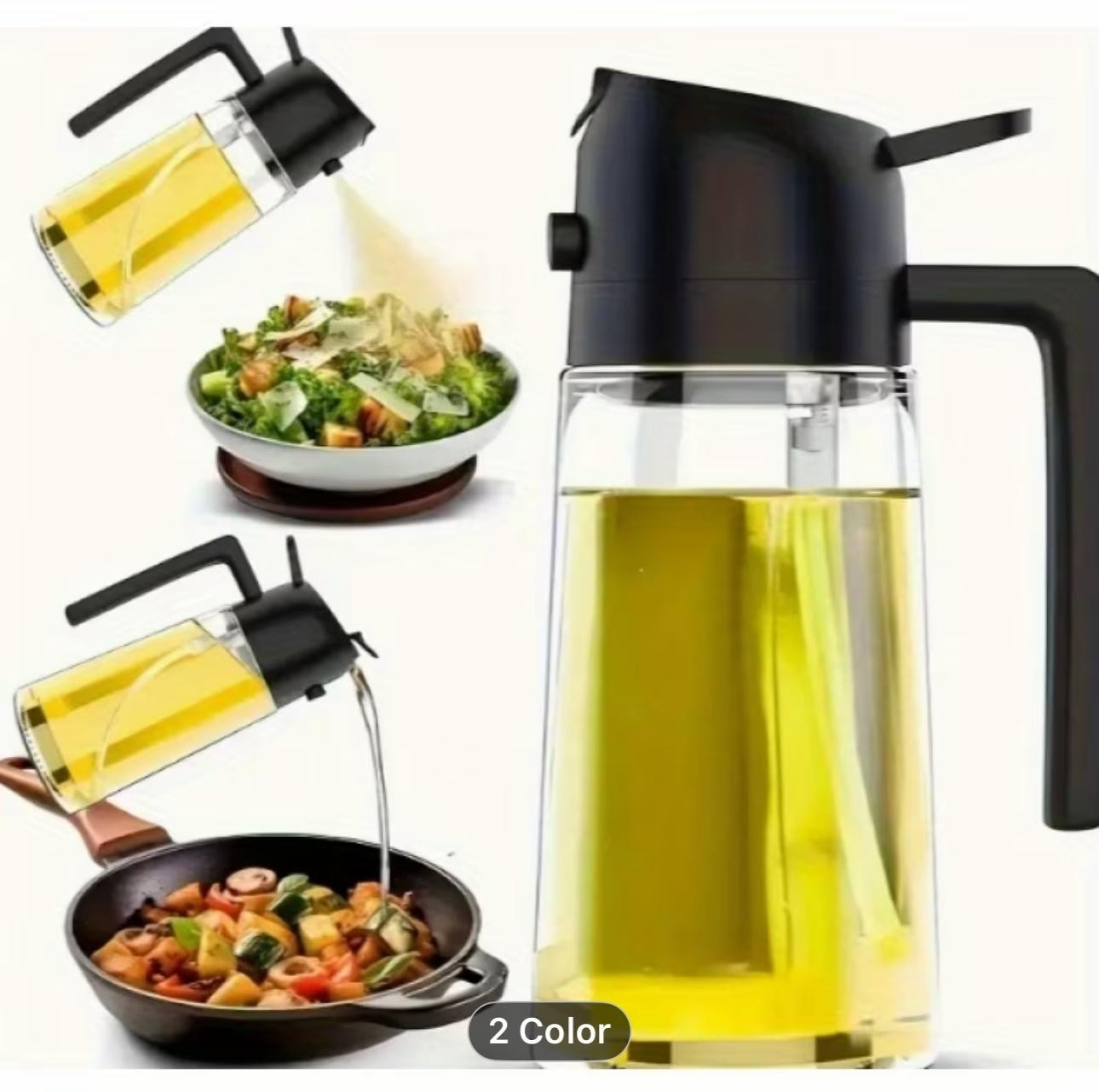 2-In-1 Oil Dispenser and Sprayer - 16Oz Food Grade Kitchen Bottle