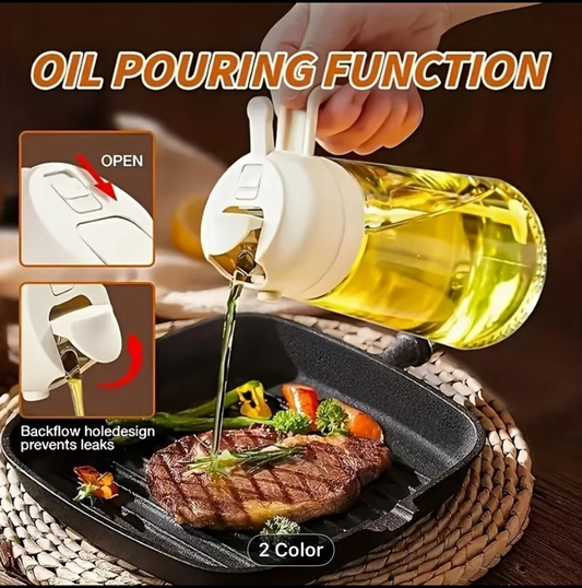 2-In-1 Oil Dispenser and Sprayer - 16Oz Food Grade Kitchen Bottle