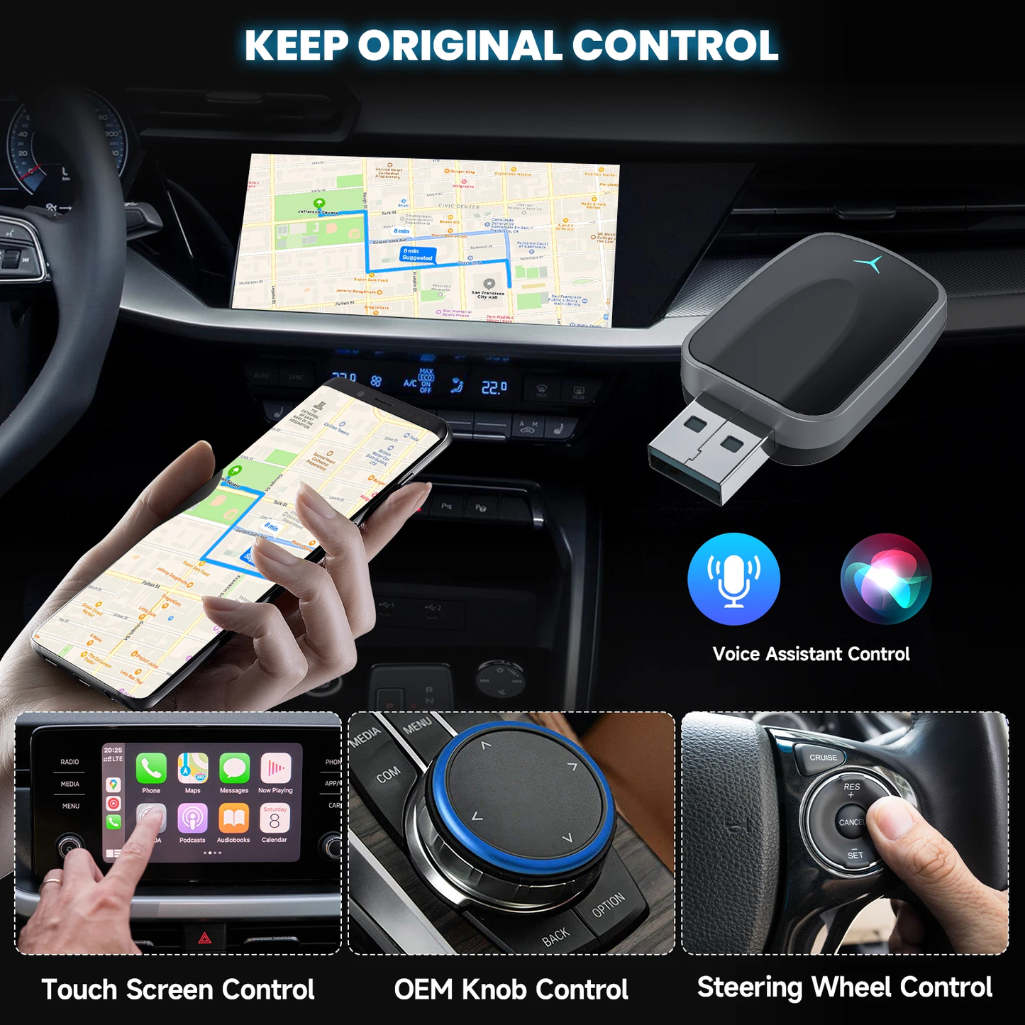 2-in-1 Wireless CarPlay & Android Auto Adapter