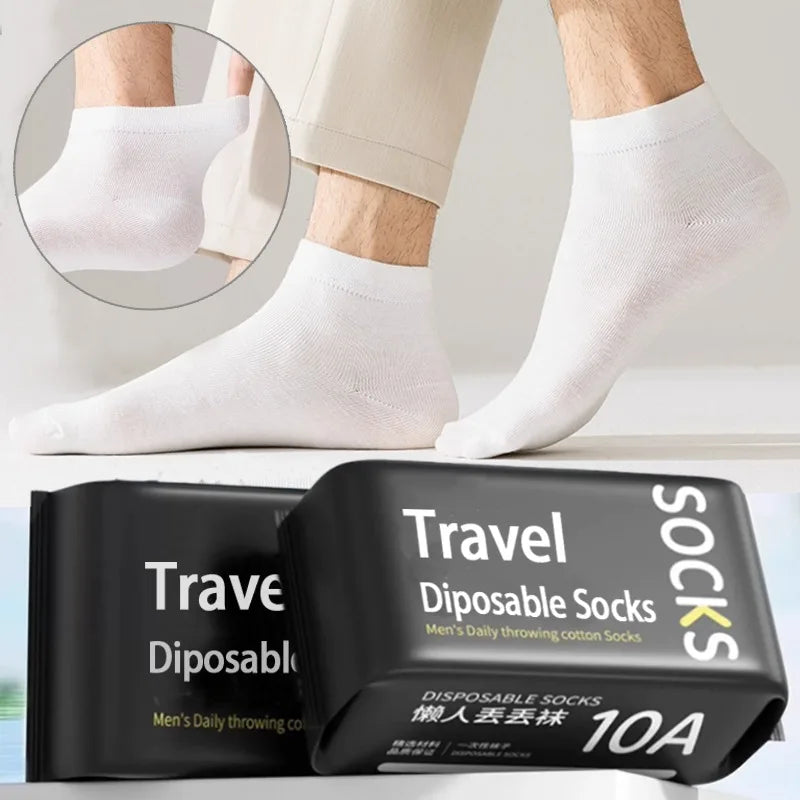 Travel Disposable Socks Unisex Daily Throwing Sock Mid-Tube Short Drawer Easy-Use Socks Breathable Black White Simple Stocking