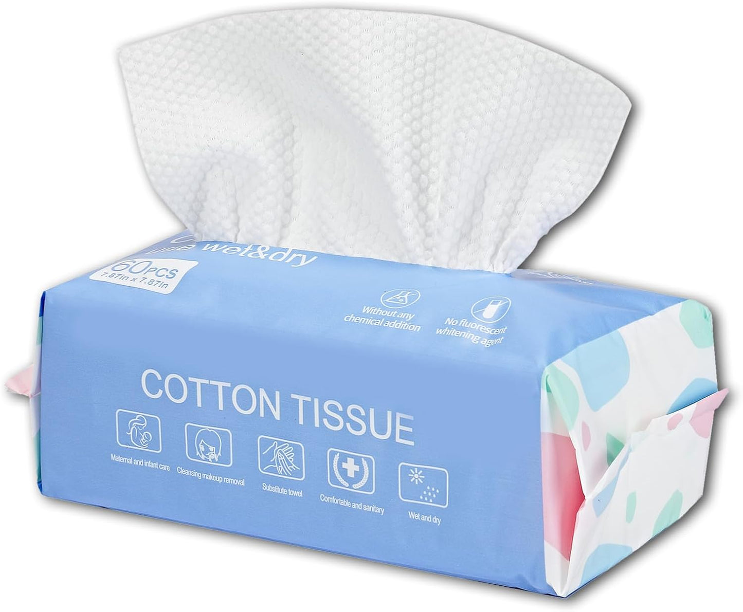 Disposable Soft Cotton Face Wipes – 60pcs (20×20 cm)