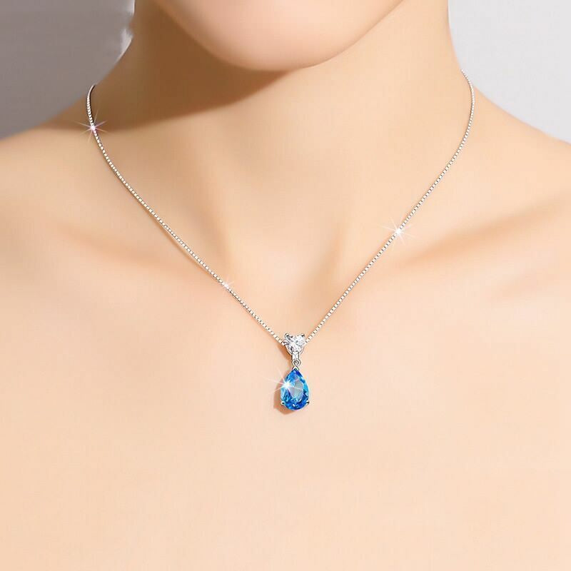 925 Silver Crystal Heart Pendant Necklace
