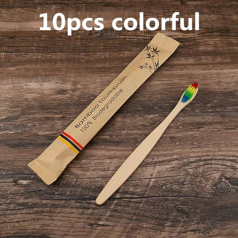 New Style Eco Friendly Toothbrush Bamboo Resuable Toothbrushes Portable Adult Wooden Soft Tooth Brush for Home Travel Hotel Use