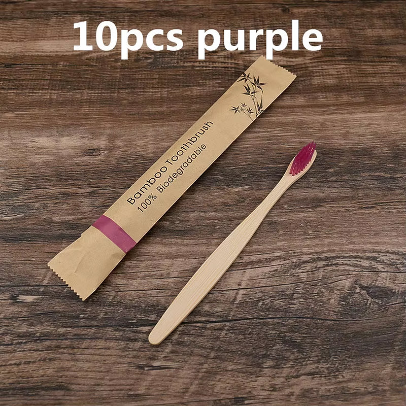 New Style Eco Friendly Toothbrush Bamboo Resuable Toothbrushes Portable Adult Wooden Soft Tooth Brush for Home Travel Hotel Use