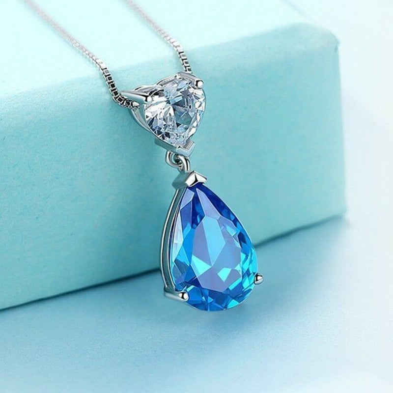 925 Silver Crystal Heart Pendant Necklace