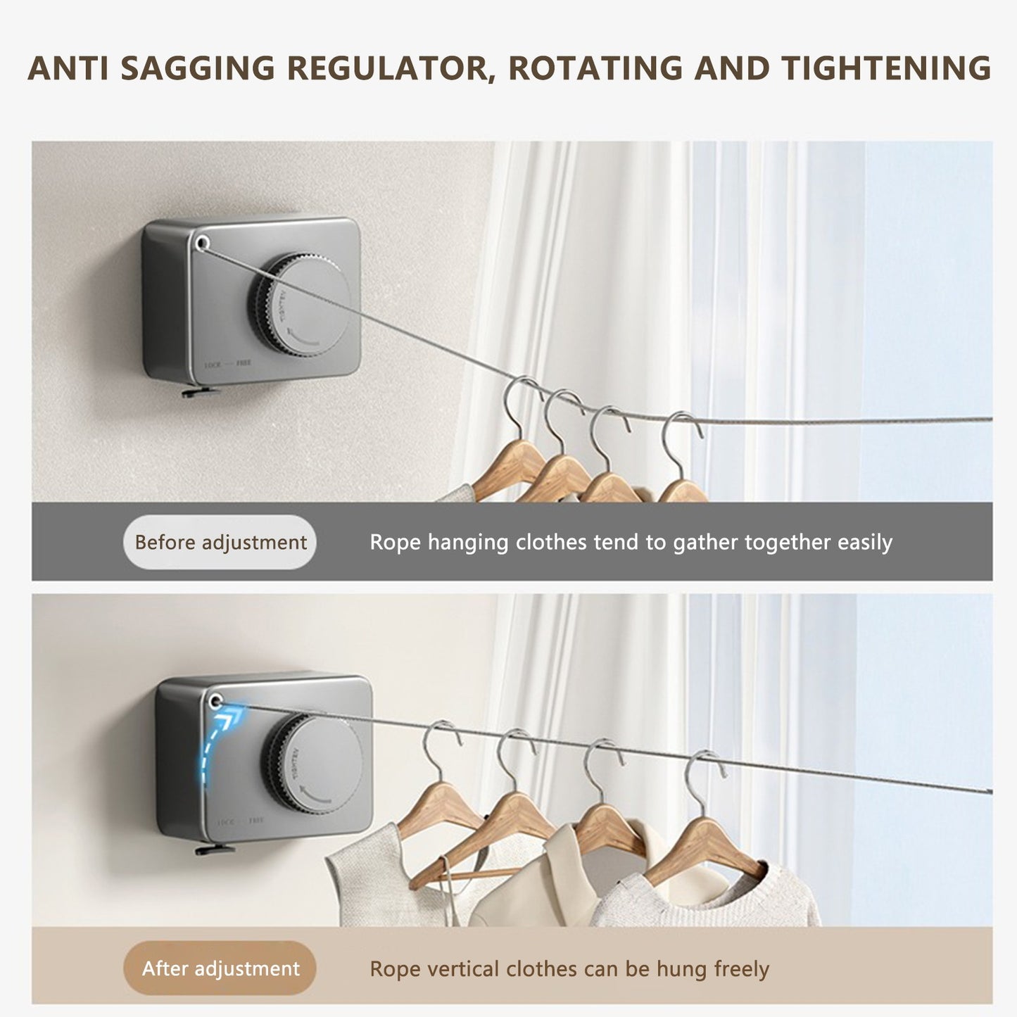 Retractable Washing Line 4.2M Wall Mounted Clothes Drying Line Stainless Steel