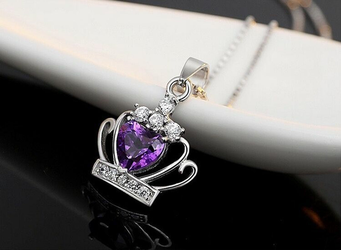 925 Silver Crystal Crown Necklace