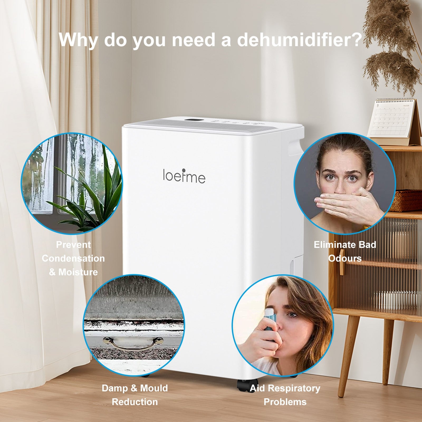 LOEFME 16 L Dehumidifier Portable Quiet Home Air Dryer for Mould Moisture Damp