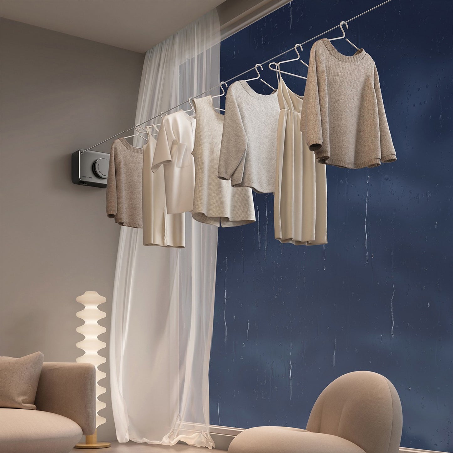 Retractable Washing Line 4.2M Wall Mounted Clothes Drying Line Stainless Steel