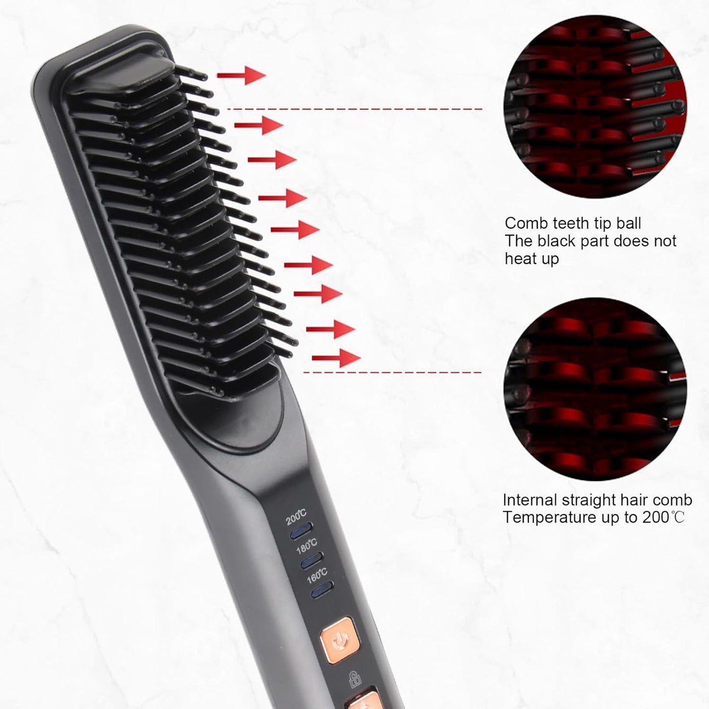 USB Hair Straightening Comb – 3 Temp Settings