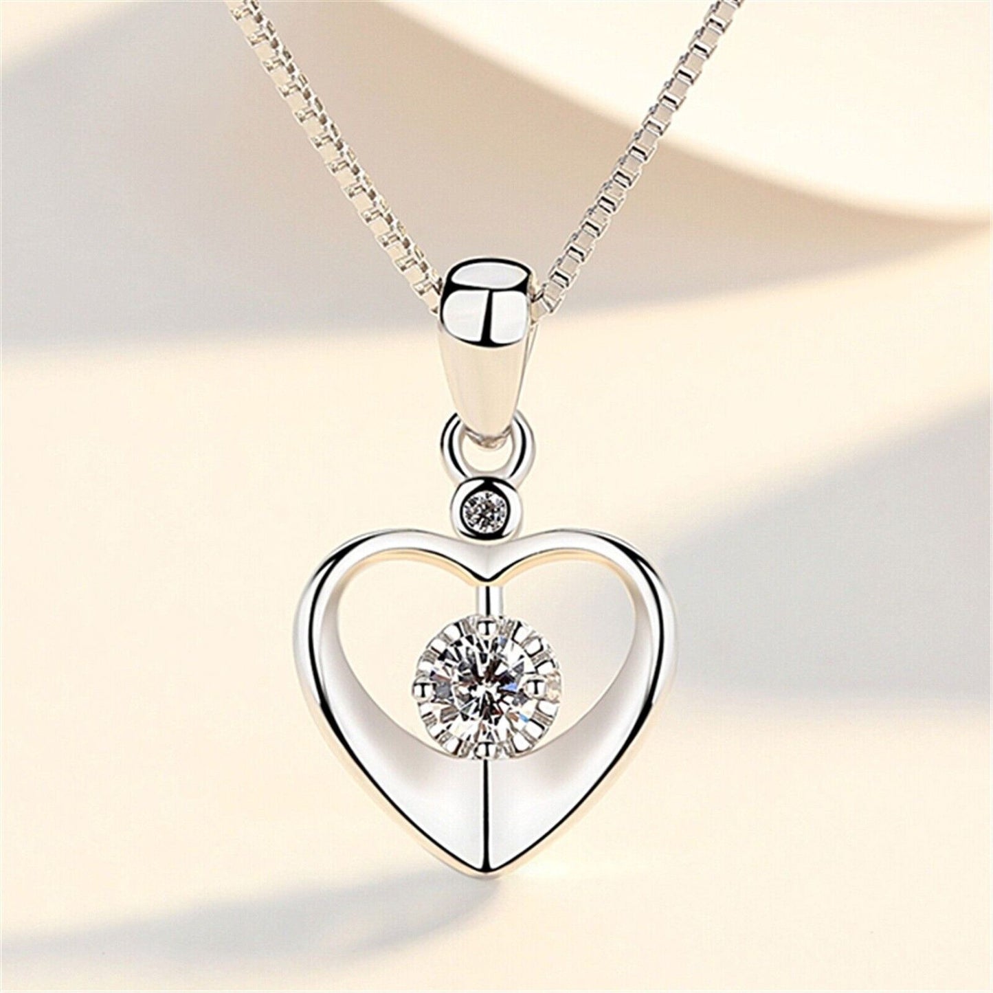 925 Silver Crystal Love Heart Necklace