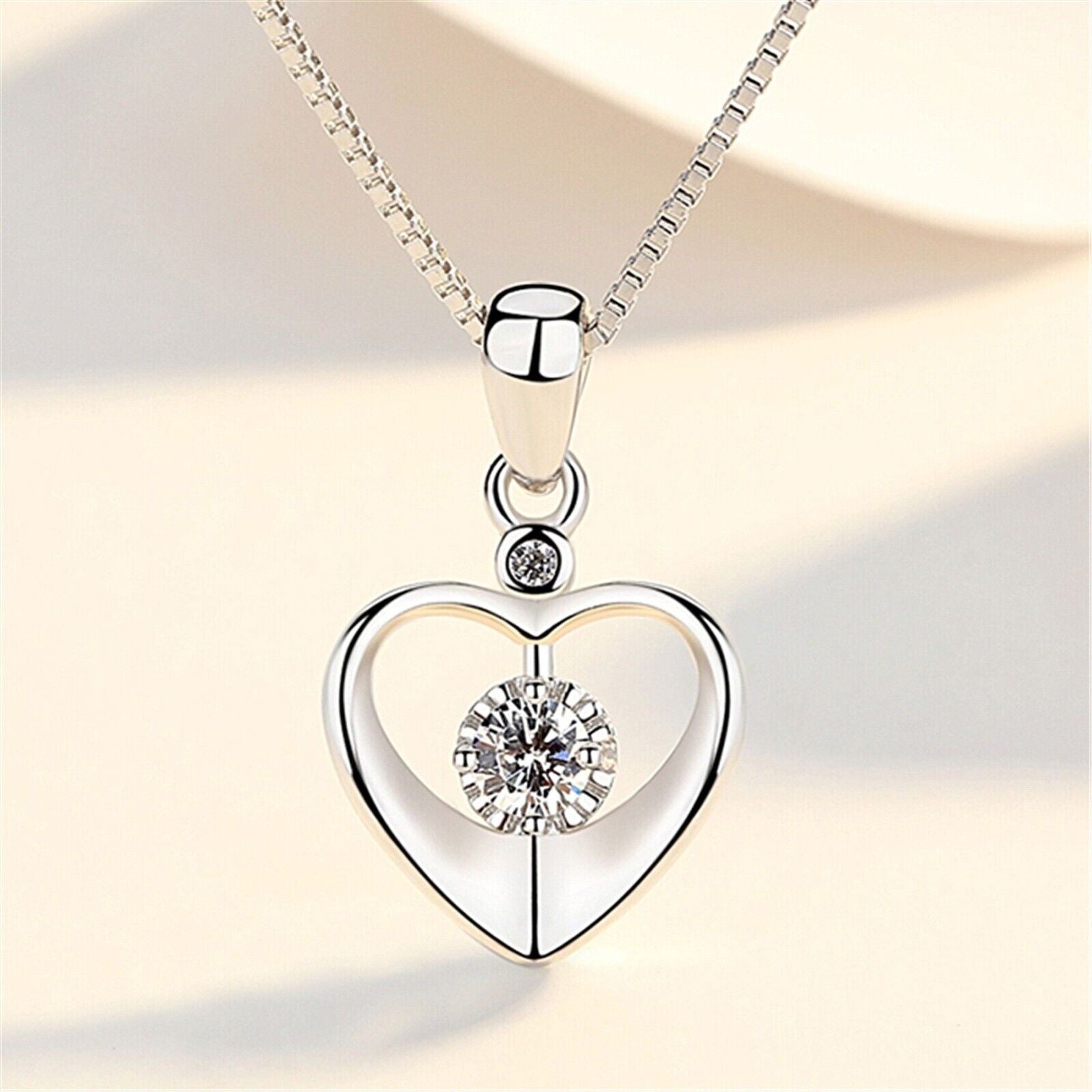 925 Silver Crystal Love Heart Necklace