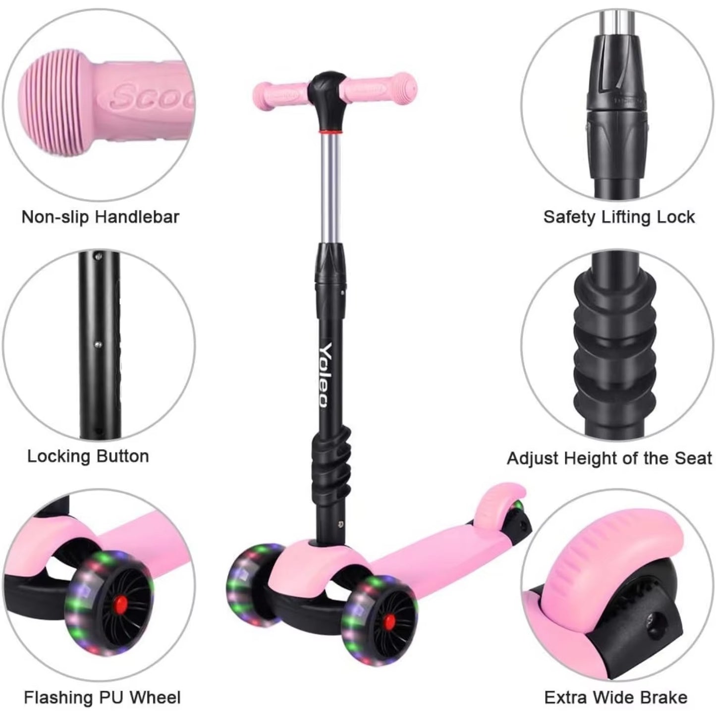 3-in-1 Kids Scooter – Ages 2–8, LED Wheels