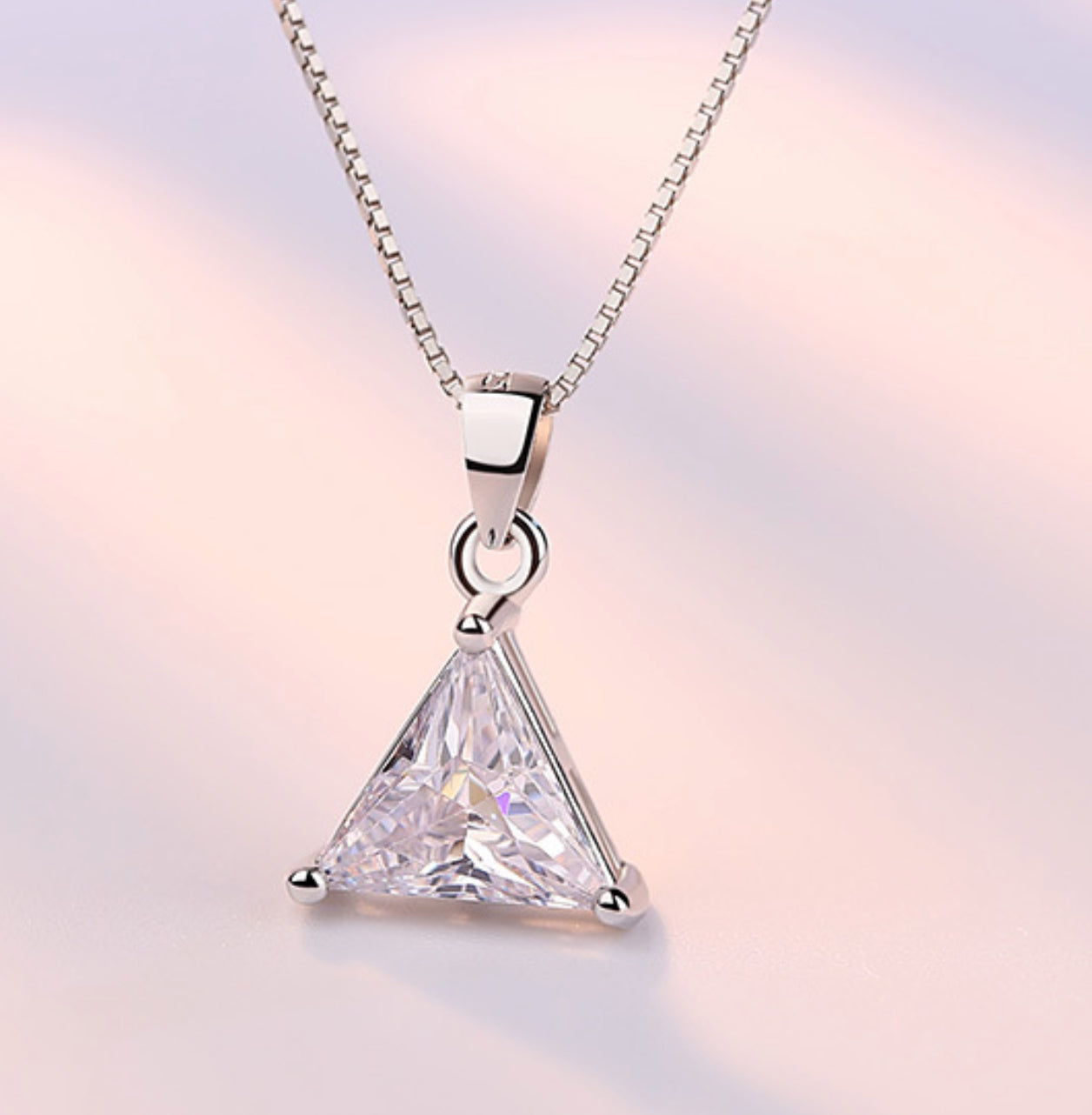 925 Silver Crystal Triangle Necklace