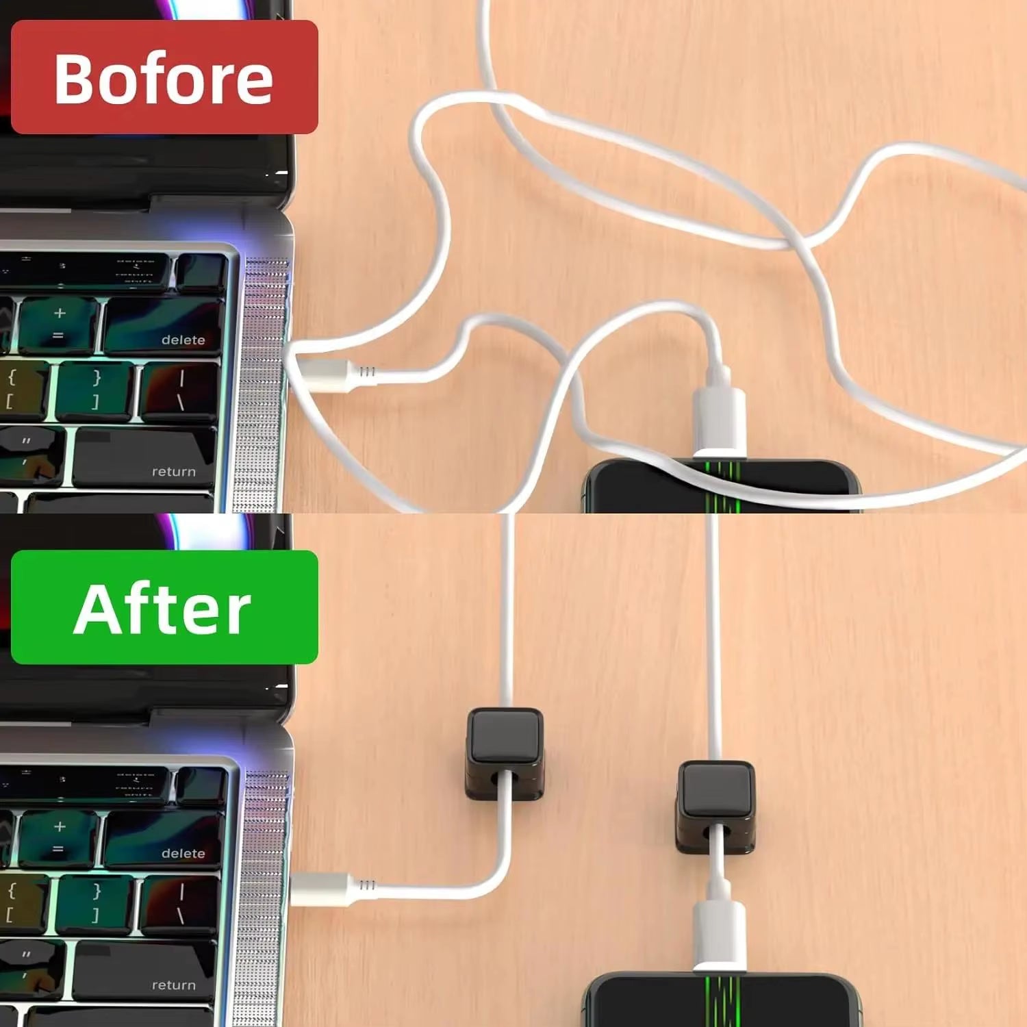 6Pcs Magnetic Cable Clip Cable Smooth Adjustable Cord Holder under Desk Cable Management Wire Keeper Cable Organizer Line Holder