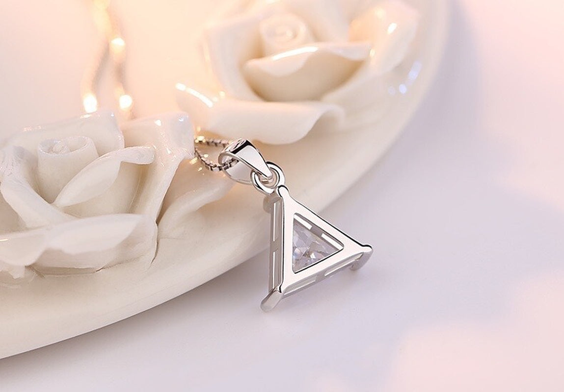 925 Silver Crystal Triangle Necklace