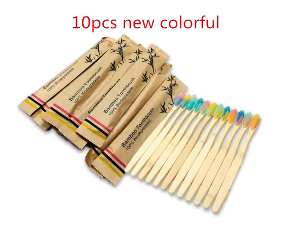 New Style Eco Friendly Toothbrush Bamboo Resuable Toothbrushes Portable Adult Wooden Soft Tooth Brush for Home Travel Hotel Use