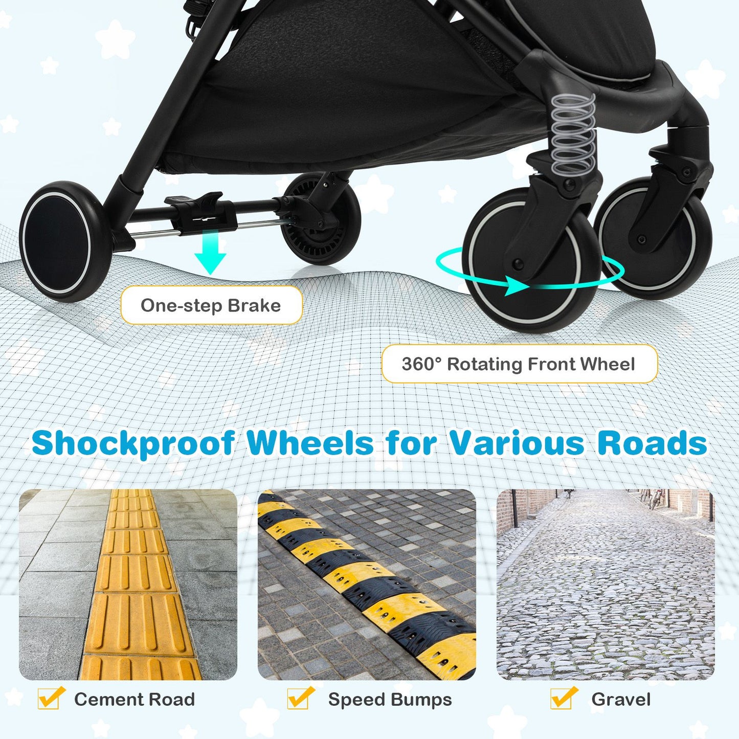 Lightweight Baby Stroller – Detachable Seat Cover