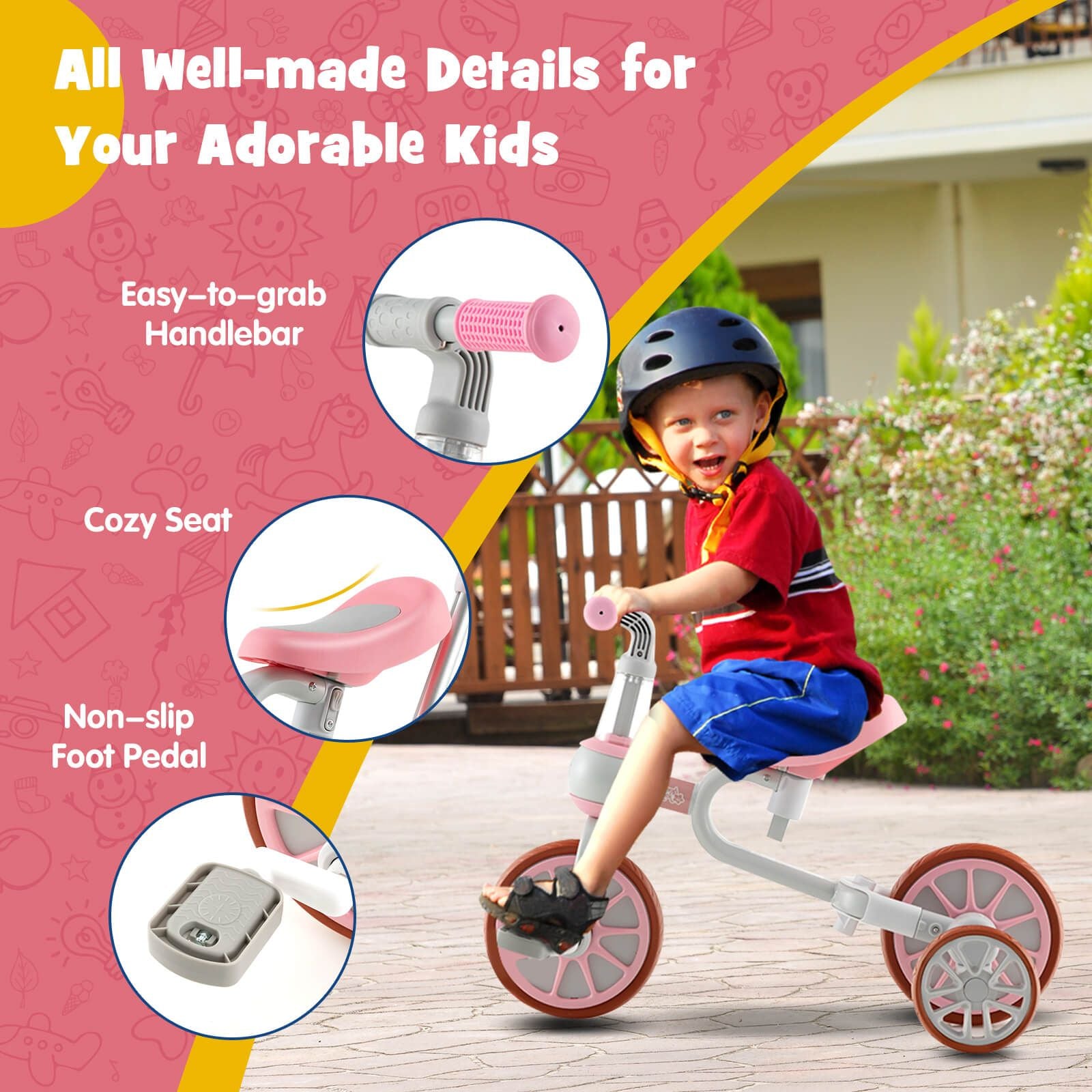 4-in-1 Kids Balance Trike – Adjustable Push Handle