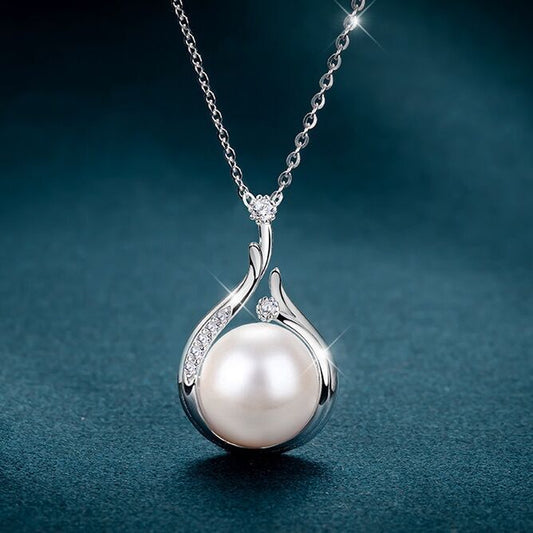 925 Silver Crystal Pearl Necklace