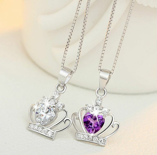 925 Silver Crystal Crown Necklace