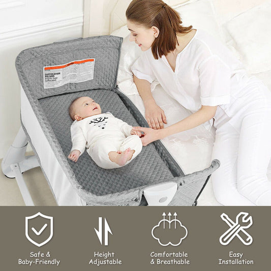 Baby Bedside Cot – Breathable Mesh & Washable Mattress