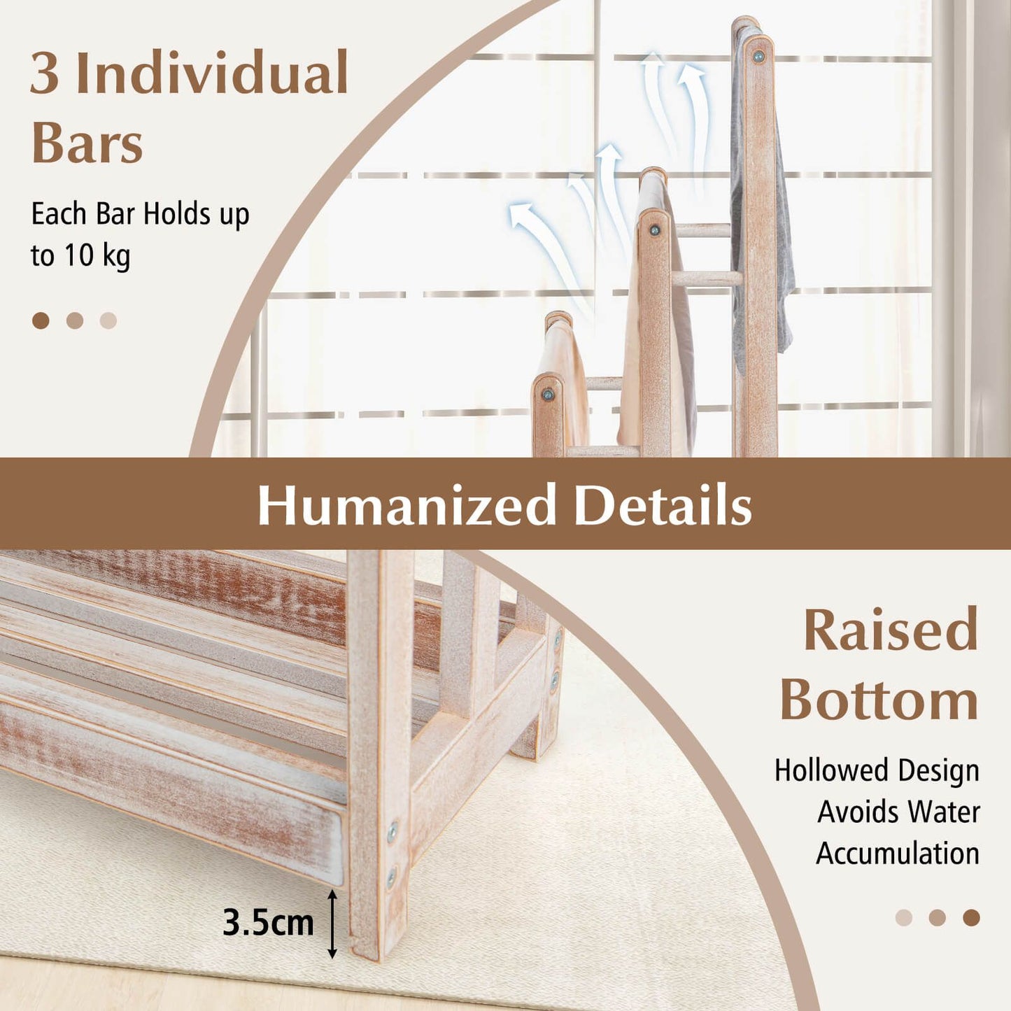 Freestanding Wood Towel Rack with Shelf