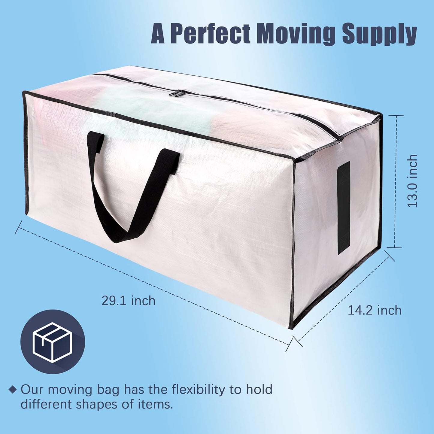 8-Pack Extra Large Moving Bags - Strong Reusable Storage Totes