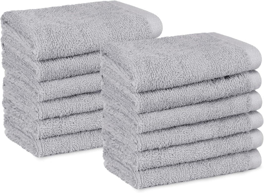 12-Pack Cotton Face Towels – Grey