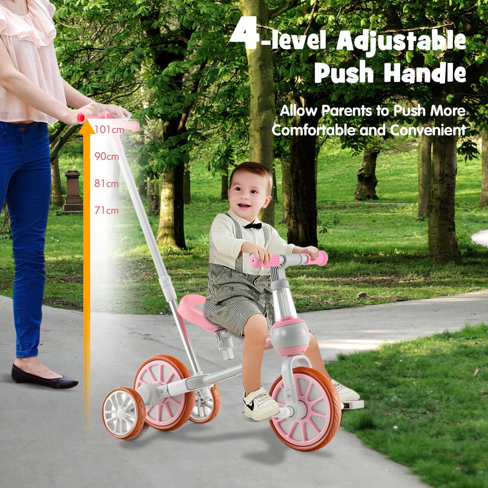 4-in-1 Kids Balance Trike – Adjustable Push Handle