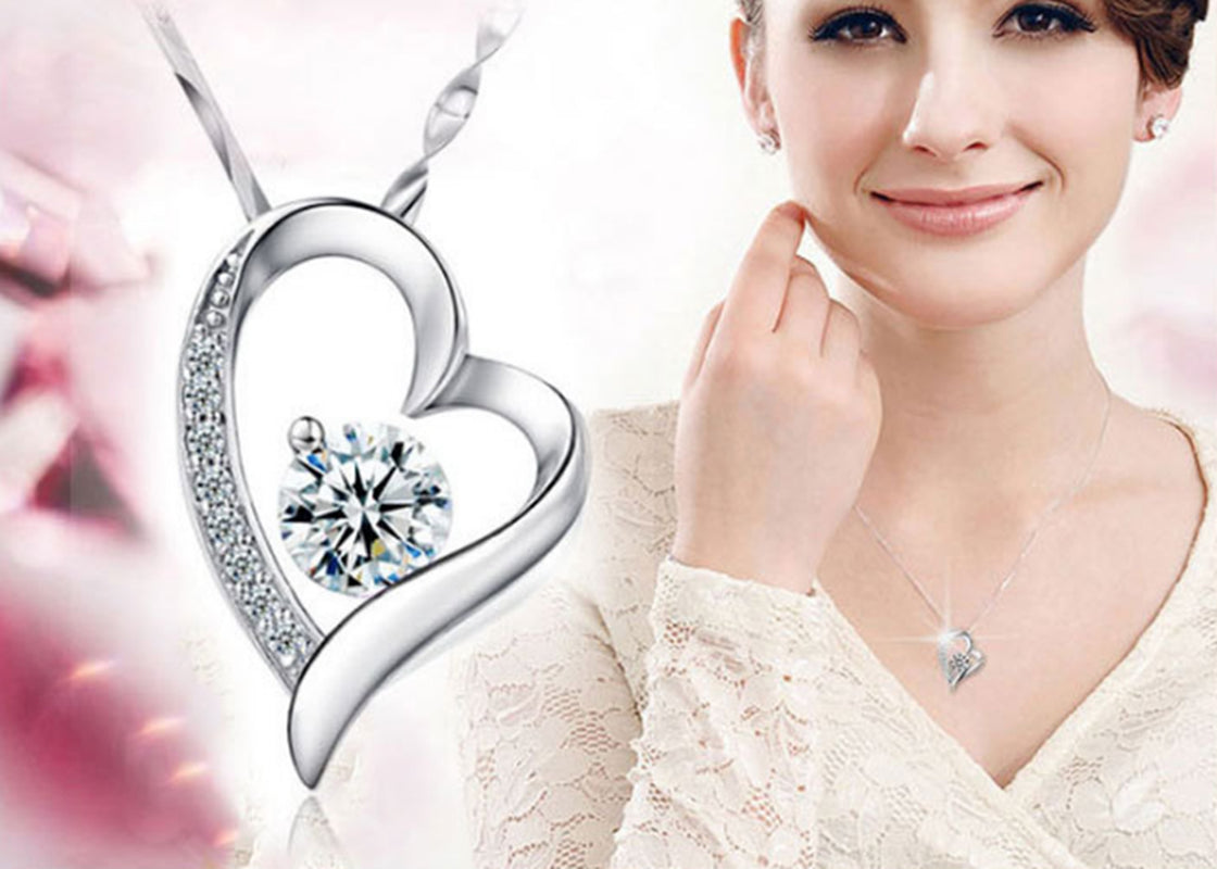 925 Silver Crystal Heart Necklace