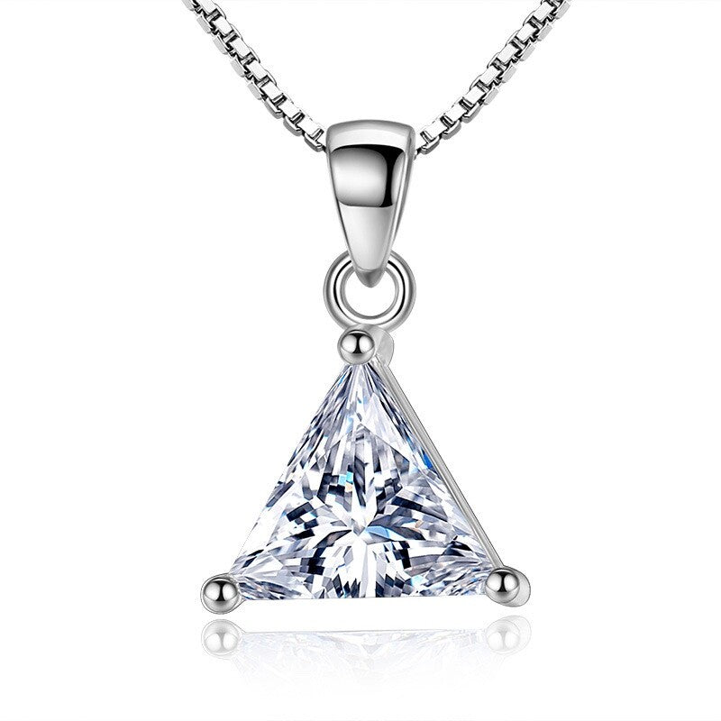925 Silver Crystal Triangle Necklace