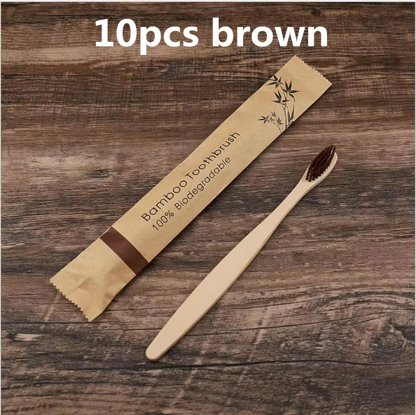 New Style Eco Friendly Toothbrush Bamboo Resuable Toothbrushes Portable Adult Wooden Soft Tooth Brush for Home Travel Hotel Use