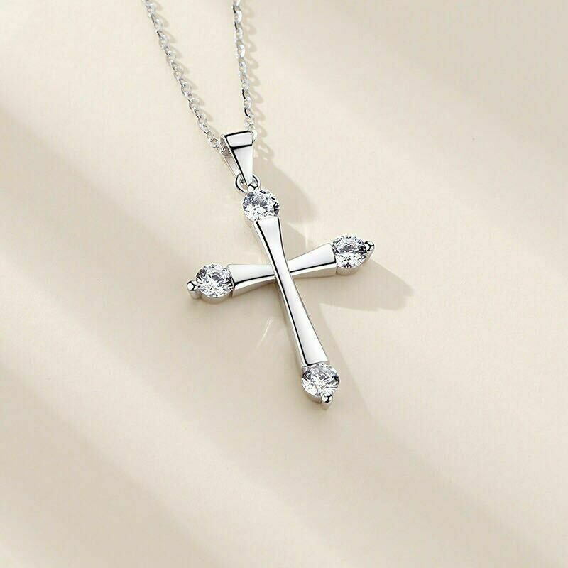 925 Silver Crystal Cross Necklace