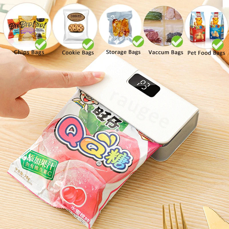 Bag Sealer Mini Plastic Bags Sealer 2In1 Portable Packaging Thermal Sealing Machine Rechargeable Food Storage Plastic Bag Sealer