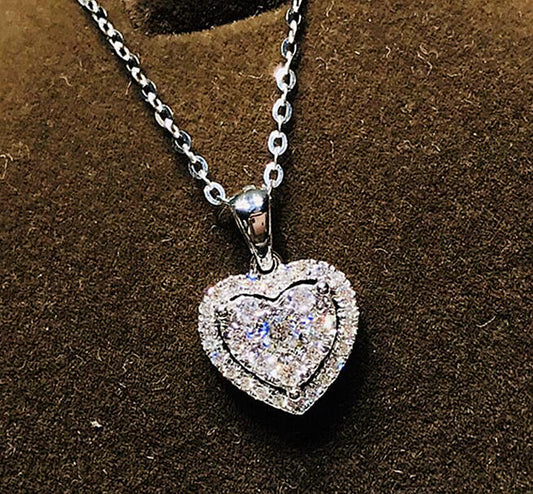 925 Silver Heart Crystal Necklace